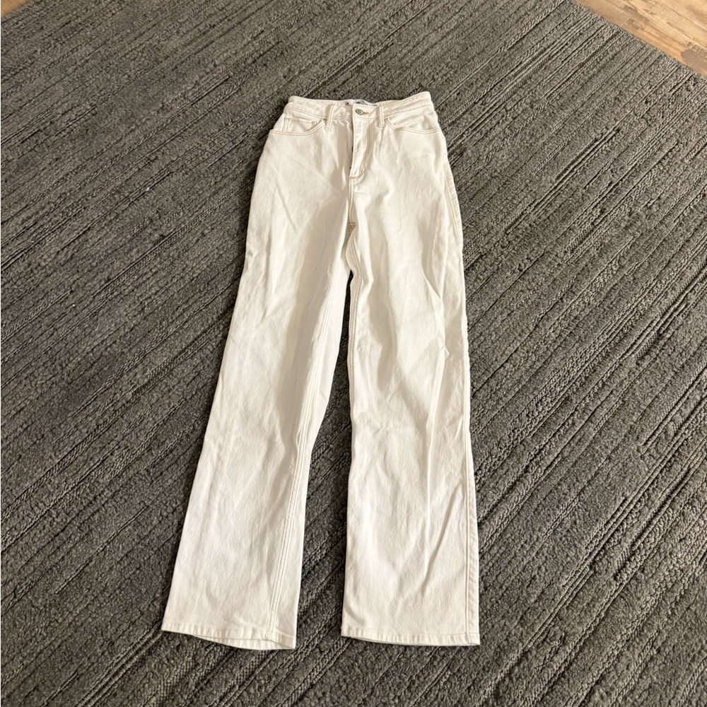 Hollister White Straight Leg Jeans
